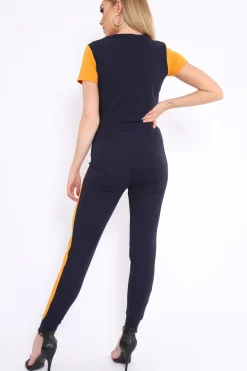 Rebellious Fashion Navy Yellow and White Colour Block Co-ord - Sybil