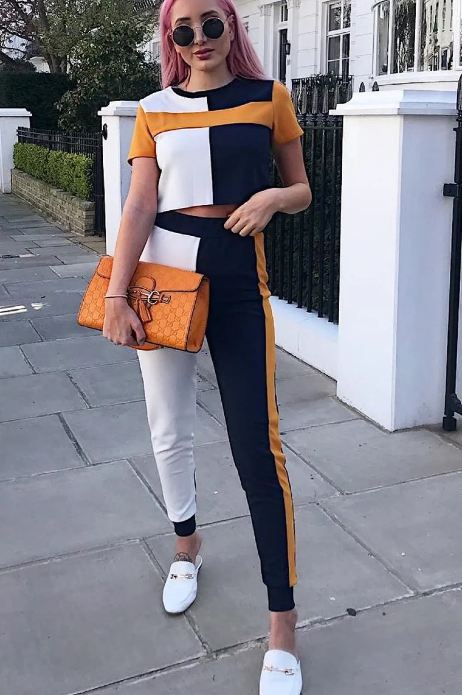 Rebellious Fashion Navy Yellow and White Colour Block Co-ord - Sybil