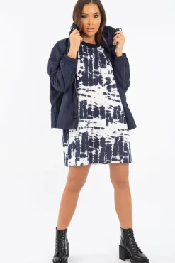 Rebellious Fashion Navy Zip Front Rain Jacket - Idalie