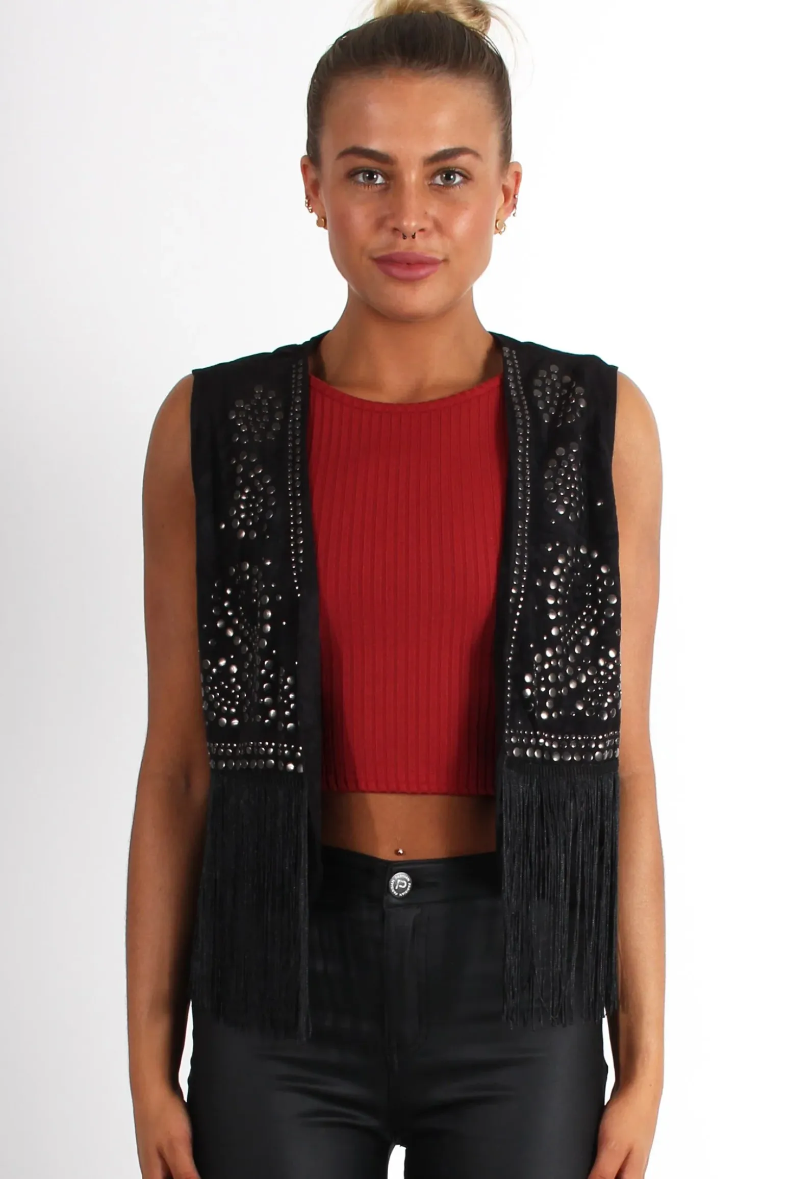 Rebellious Fashion Naya Black Studded Waistcoat