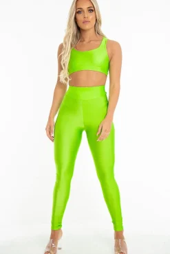 Rebellious Fashion Neon Green Crop Bralet Leggings Co-Ord - Erinn