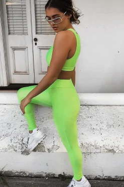 Rebellious Fashion Neon Green Crop Bralet Leggings Co-Ord - Erinn