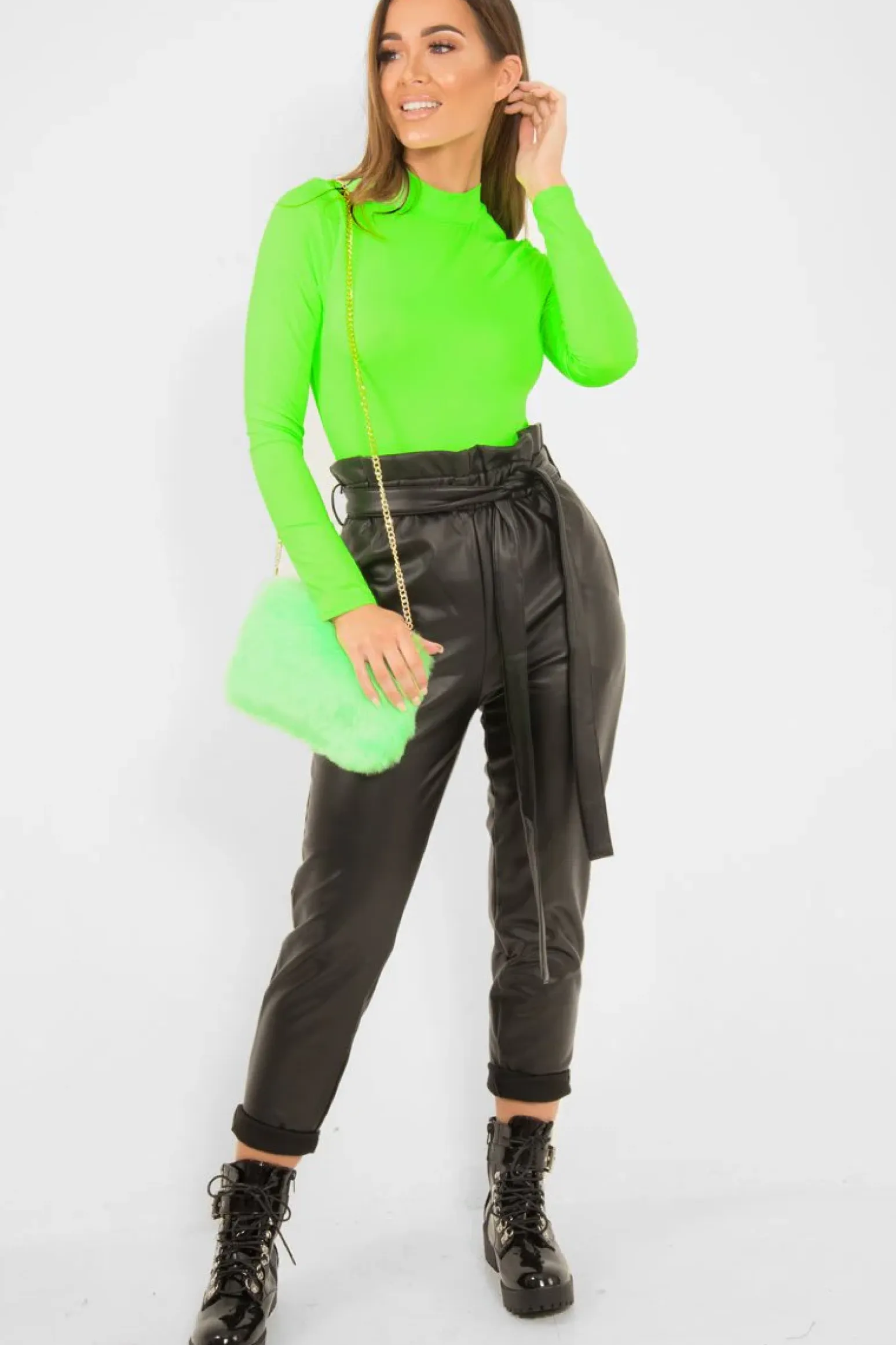 Rebellious Fashion Neon Green Slinky Bodysuit - Allison
