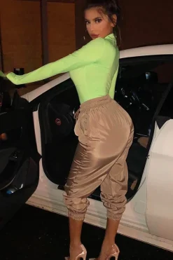 Rebellious Fashion Neon Green Slinky Bodysuit - Allison