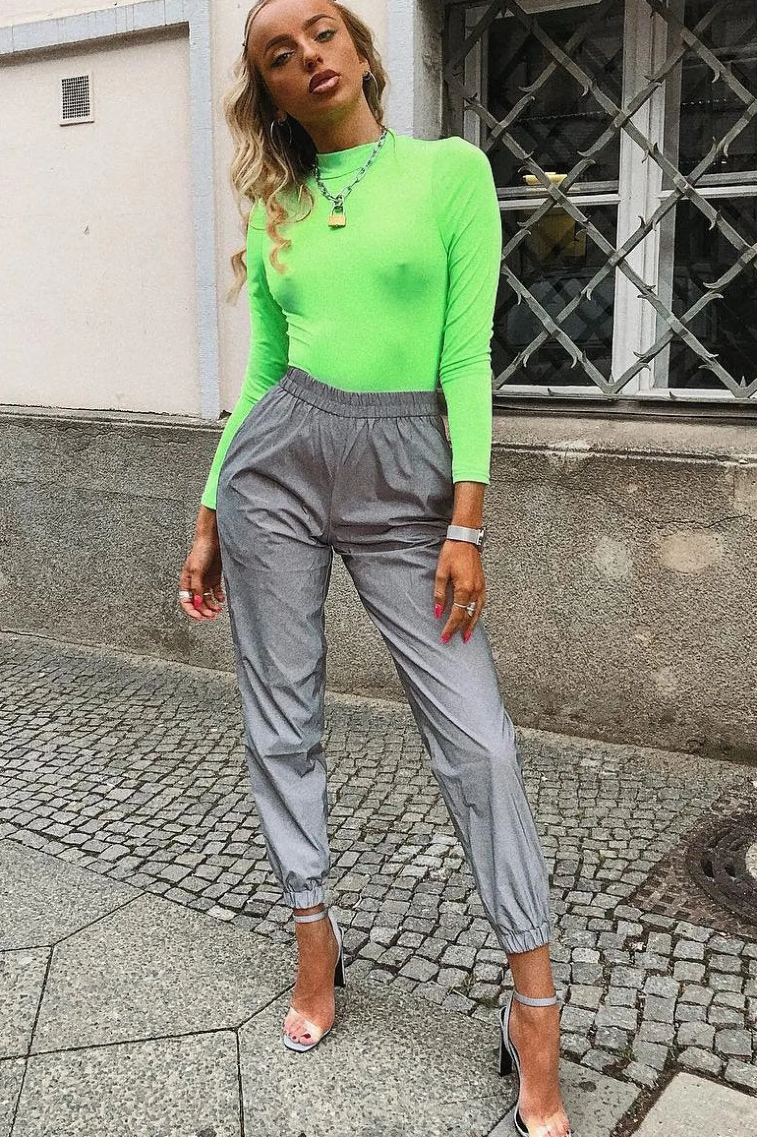 Rebellious Fashion Neon Green Slinky Bodysuit - Allison