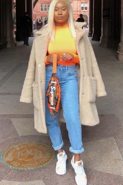 Rebellious Fashion Neon Orange Slinky Bodysuit - Allison