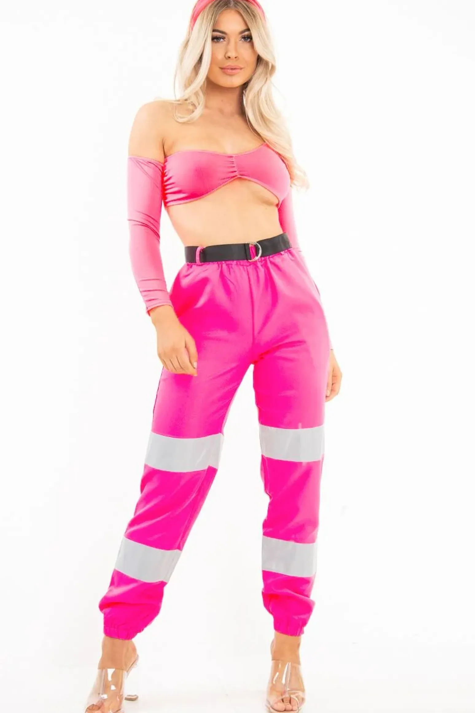 Rebellious Fashion Neon Pink Asymmetric Crop Top - Nicki