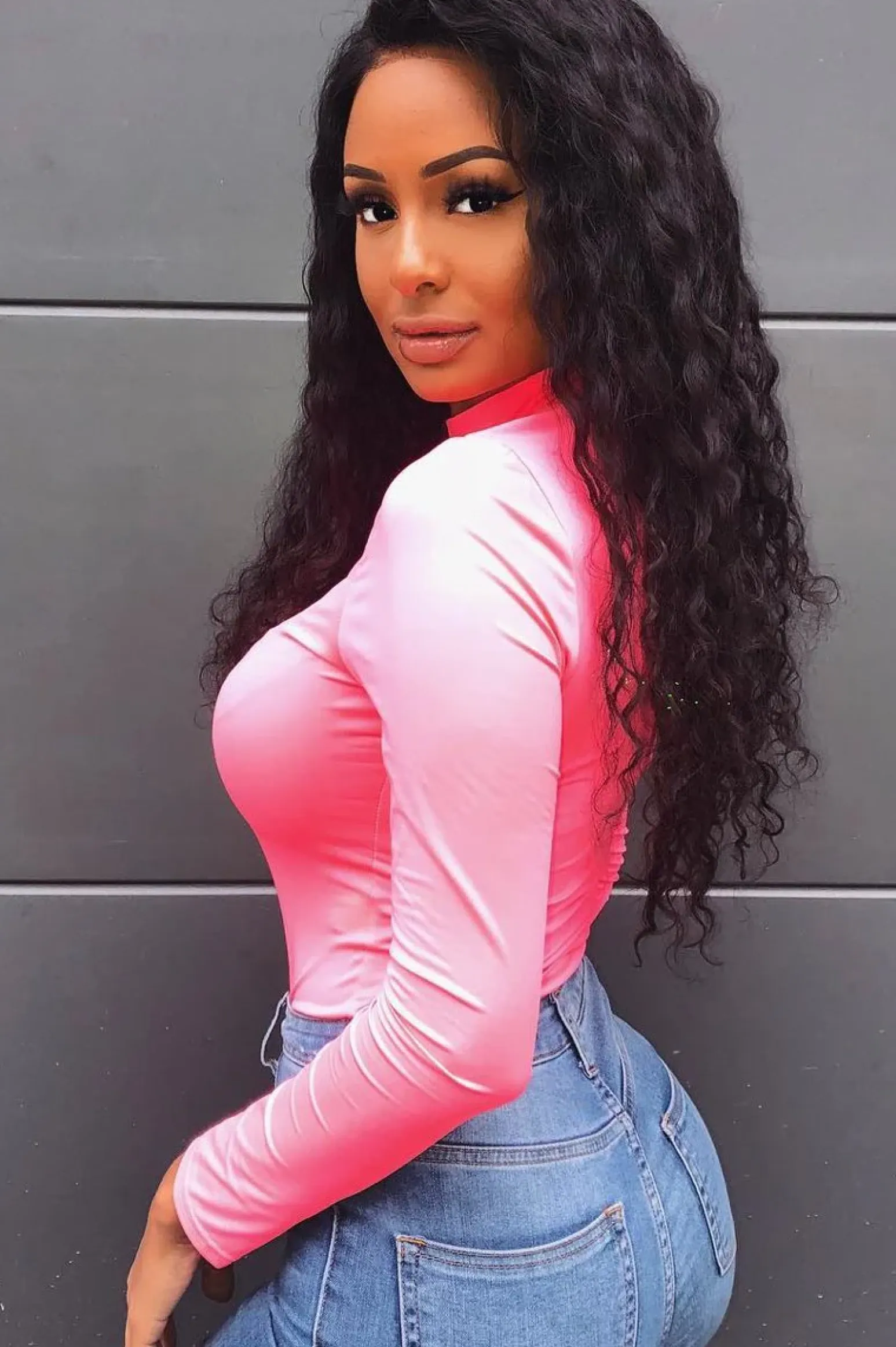 Rebellious Fashion Neon Pink Slinky Bodysuit - Allison