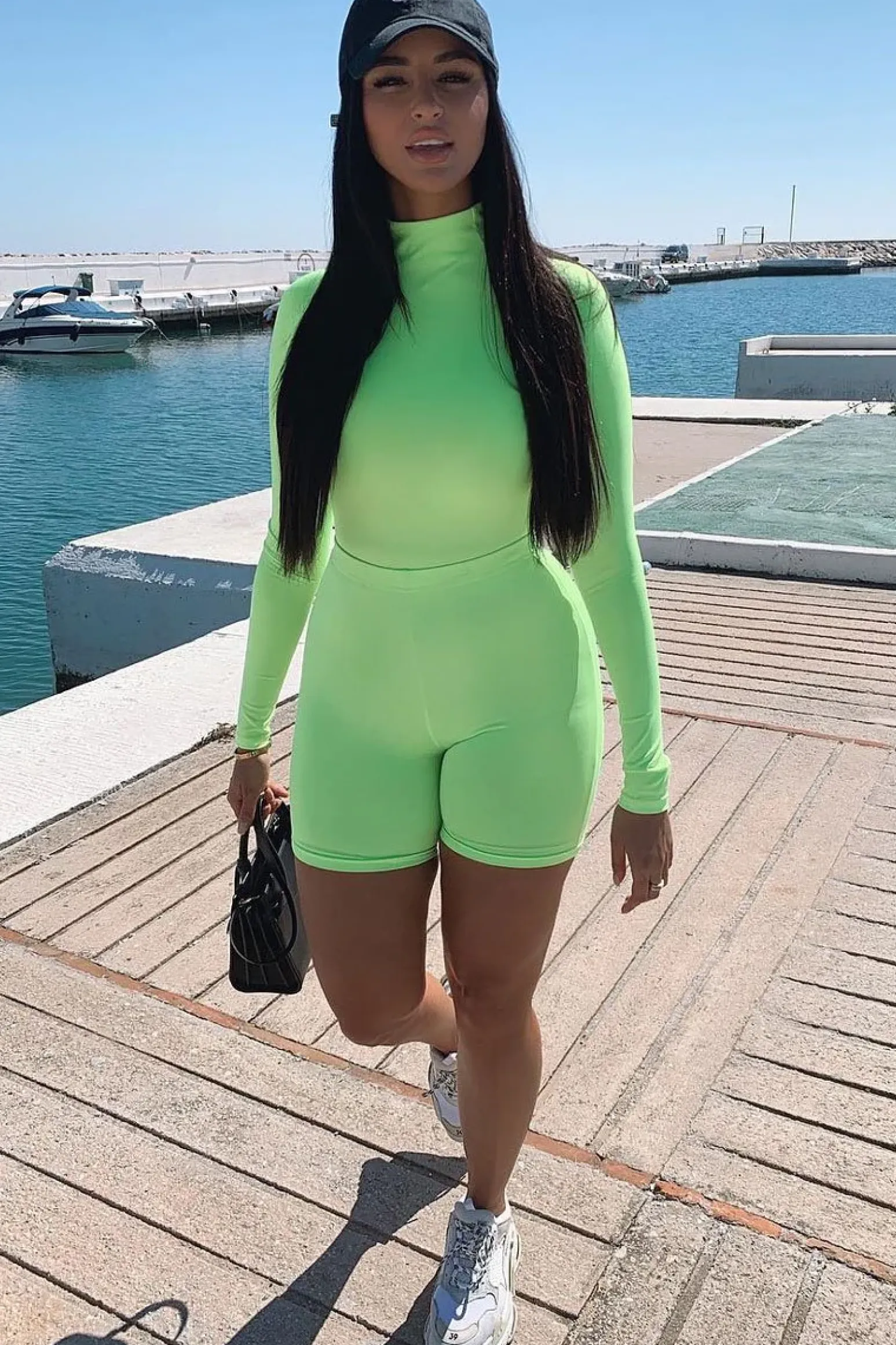 Rebellious Fashion Neon Yellow Crop Top Cycling Shorts Co-Ord - Cleo