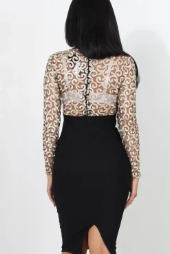 Rebellious Fashion Neriah Black And White High Neck Dress