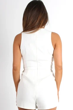 Rebellious Fashion Nora White Tie Front Playsuit