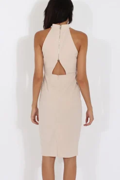 Rebellious Fashion Nude Bandeau Choker Cut Out Dress -- Primrose