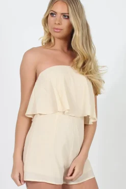 Rebellious Fashion Nude Bandeau Playsuit - Collette