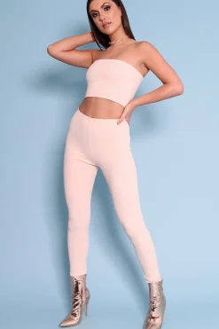 Rebellious Fashion Nude Bandeau Top And Leggings Co-Ord - Kristina
