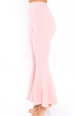 Rebellious Fashion Nude Extreme Flare Trousers - Becki