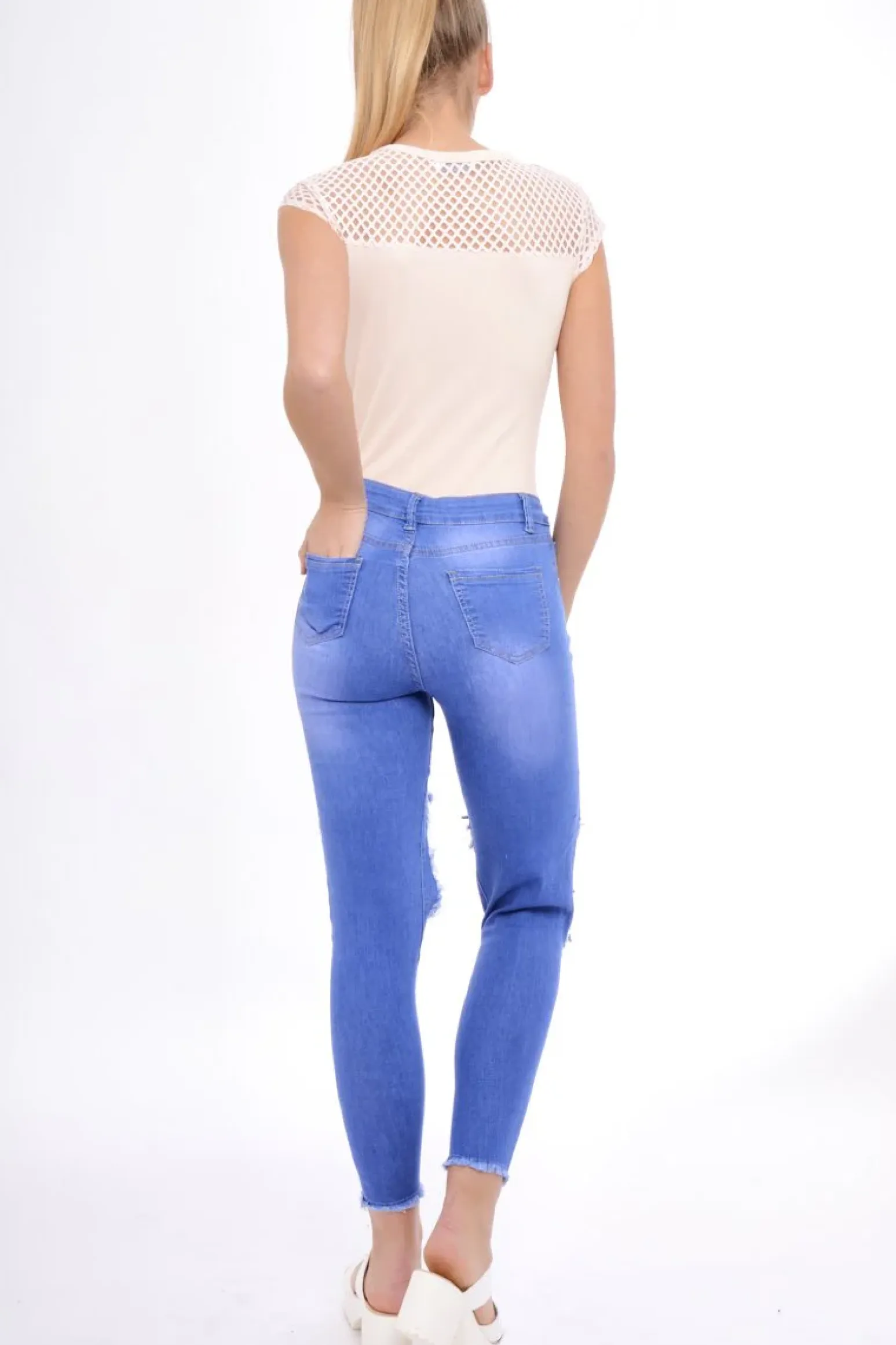 Rebellious Fashion Nude Fishnet Mesh Insert Bodysuit - Felicity