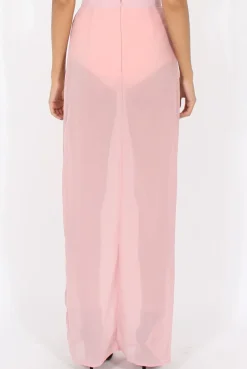 Rebellious Fashion Nude High Waisted Sheer Maxi Skirt - Ivy