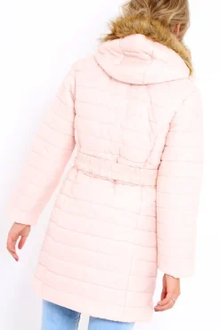 Rebellious Fashion Nude Longline Puffer Jacket - Alexandra