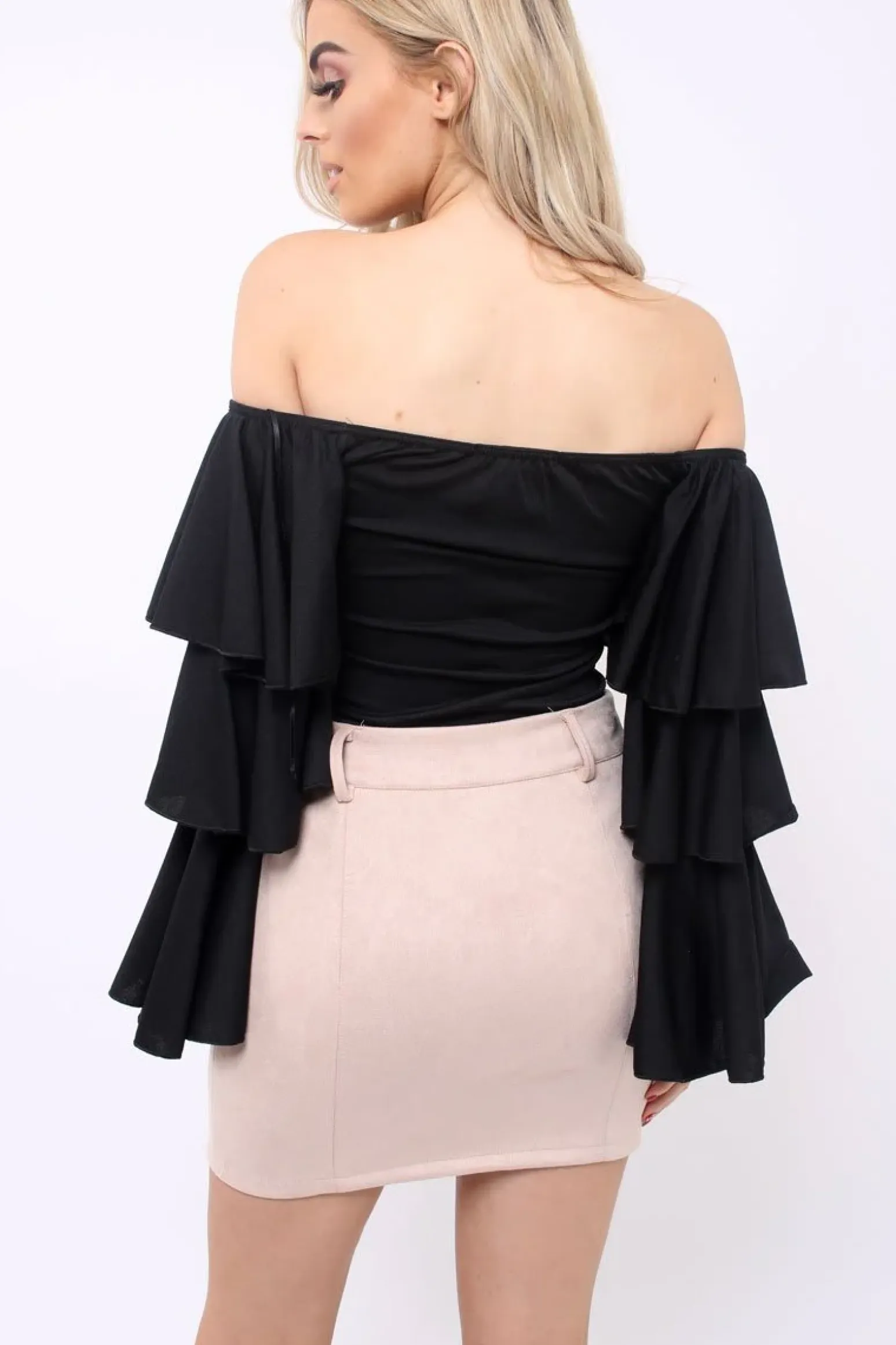 Rebellious Fashion Nude Suedette Mini Skirt - Makinze