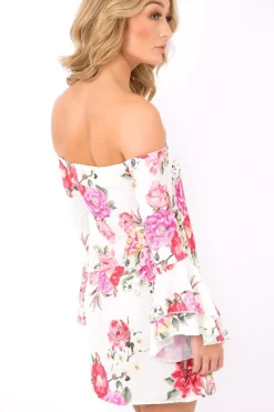 Rebellious Fashion Off Shoulder Flower Dress - Mitsie