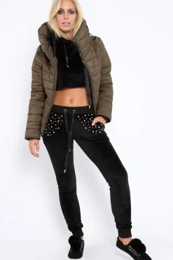 Rebellious Fashion Olive Padded Coat - Zara