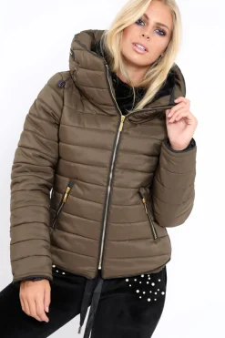 Rebellious Fashion Olive Padded Coat - Zara
