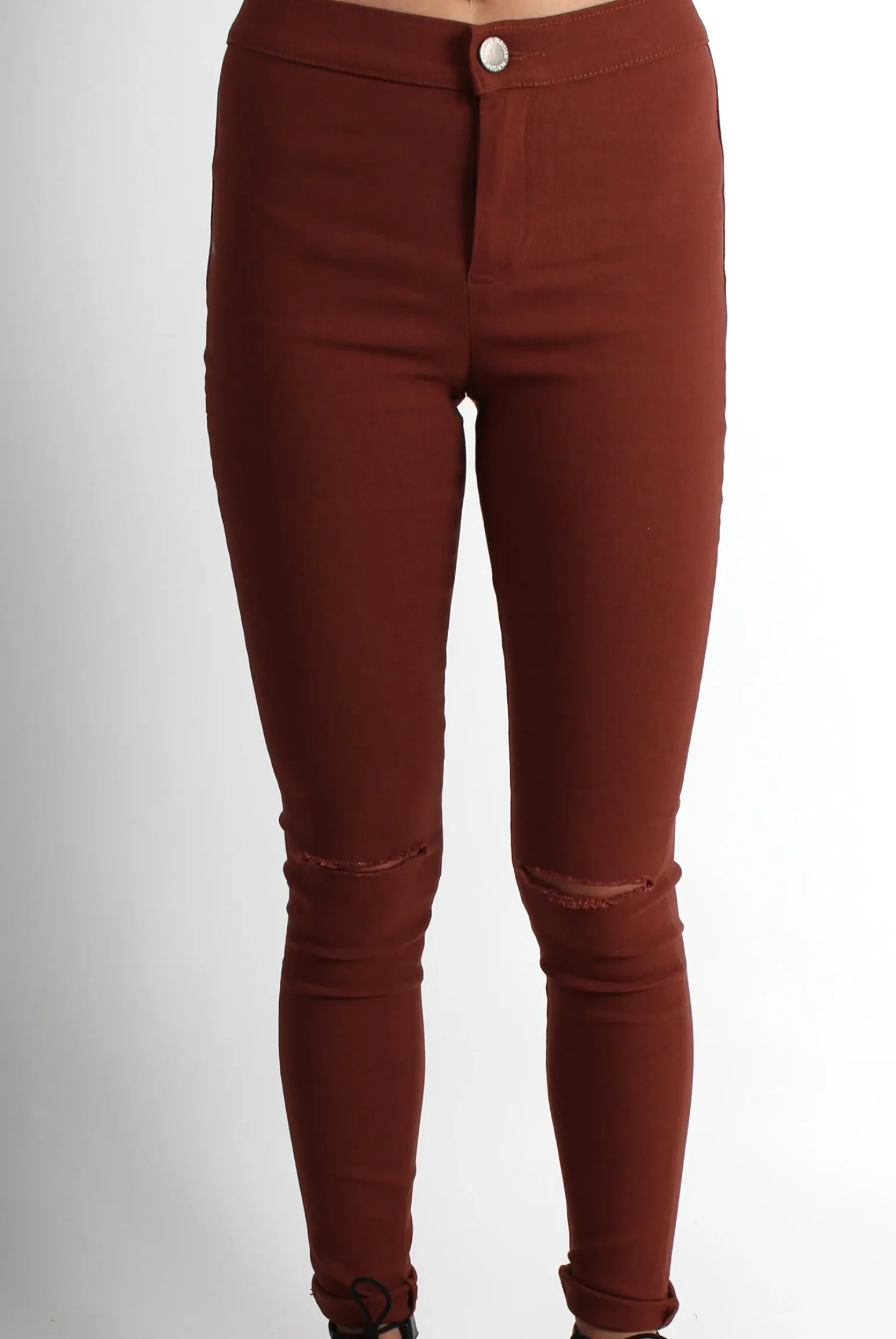 Rebellious Fashion Olivia Rust High Waisted Super Skinny Jeans