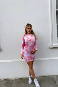 Rebellious Fashion Orange Tie Dye Asymmetric Cut Out Mini Dress - Riella