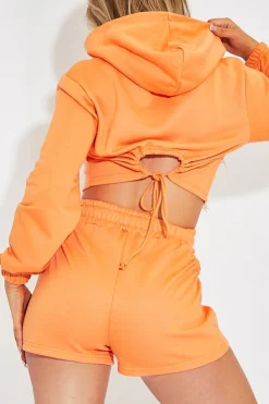 Rebellious Fashion Orange Back Cut Out Cropped Hoodie - Yalena