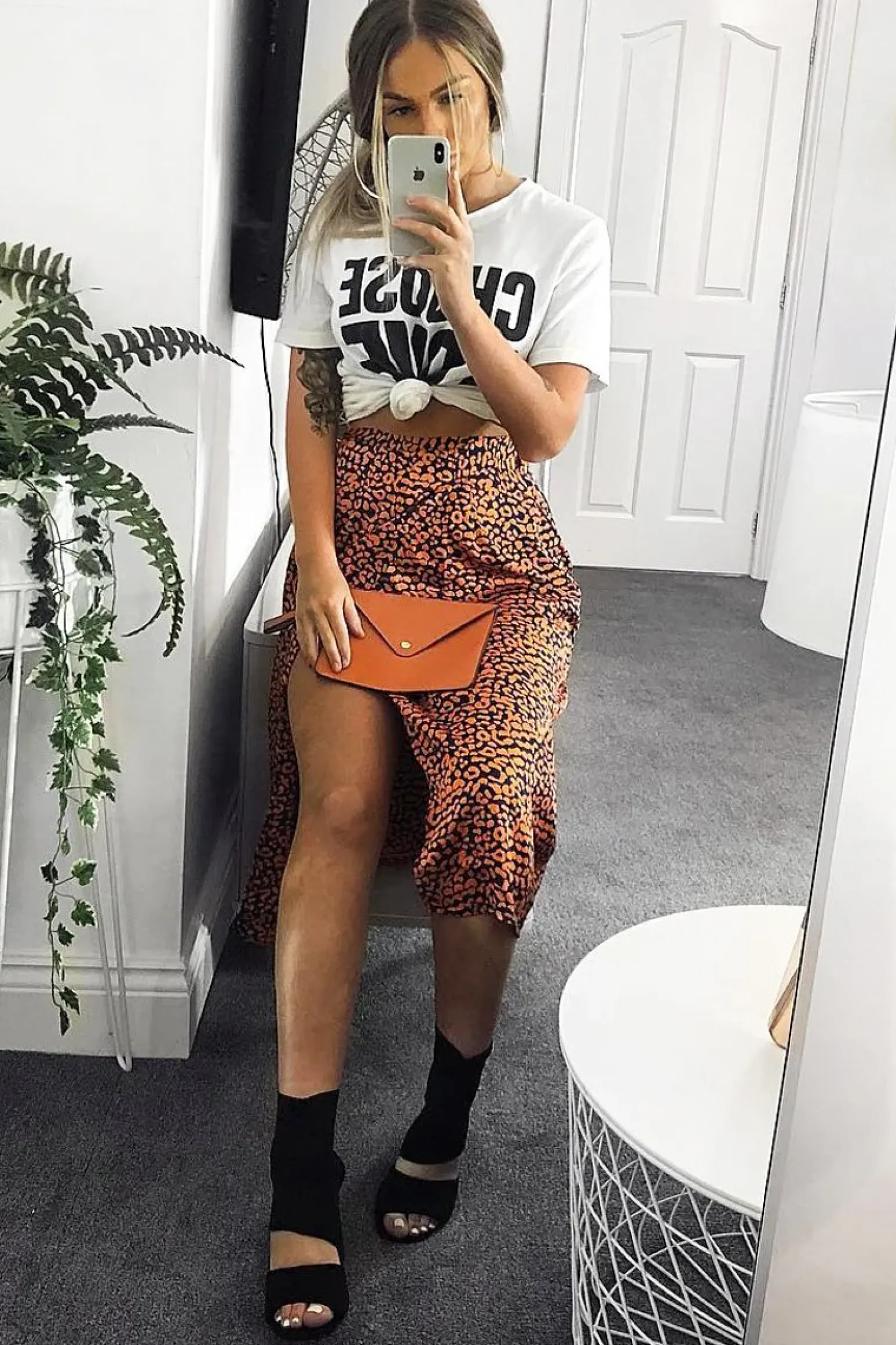 Rebellious Fashion Orange Blue Leopard Print Wrap Skirt - Elloise