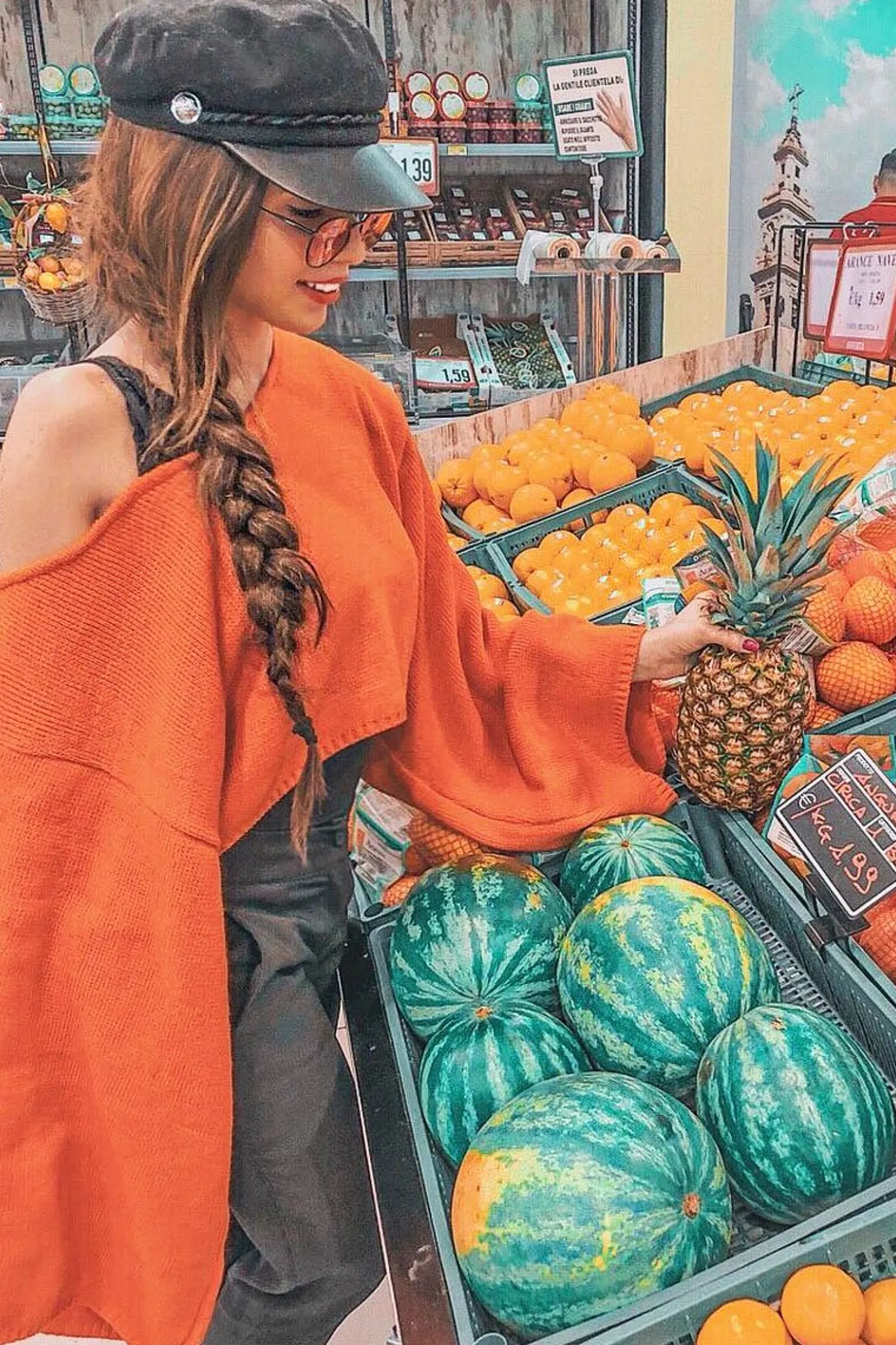 Rebellious Fashion Orange Cropped Batwing Jumper - Carmin