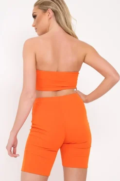Rebellious Fashion Orange Cycling Shorts And Bandeau Co -ord - Edrie