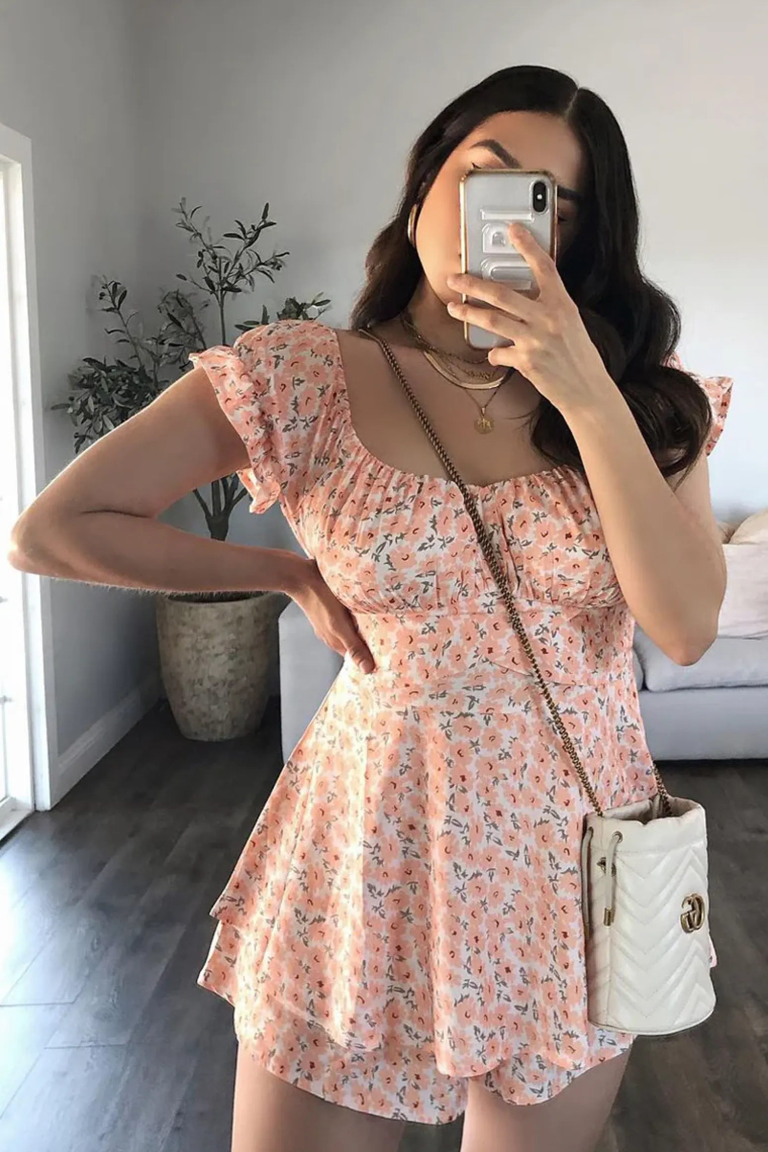 Rebellious Fashion Orange Floral Print Frill Playsuit - Palmira