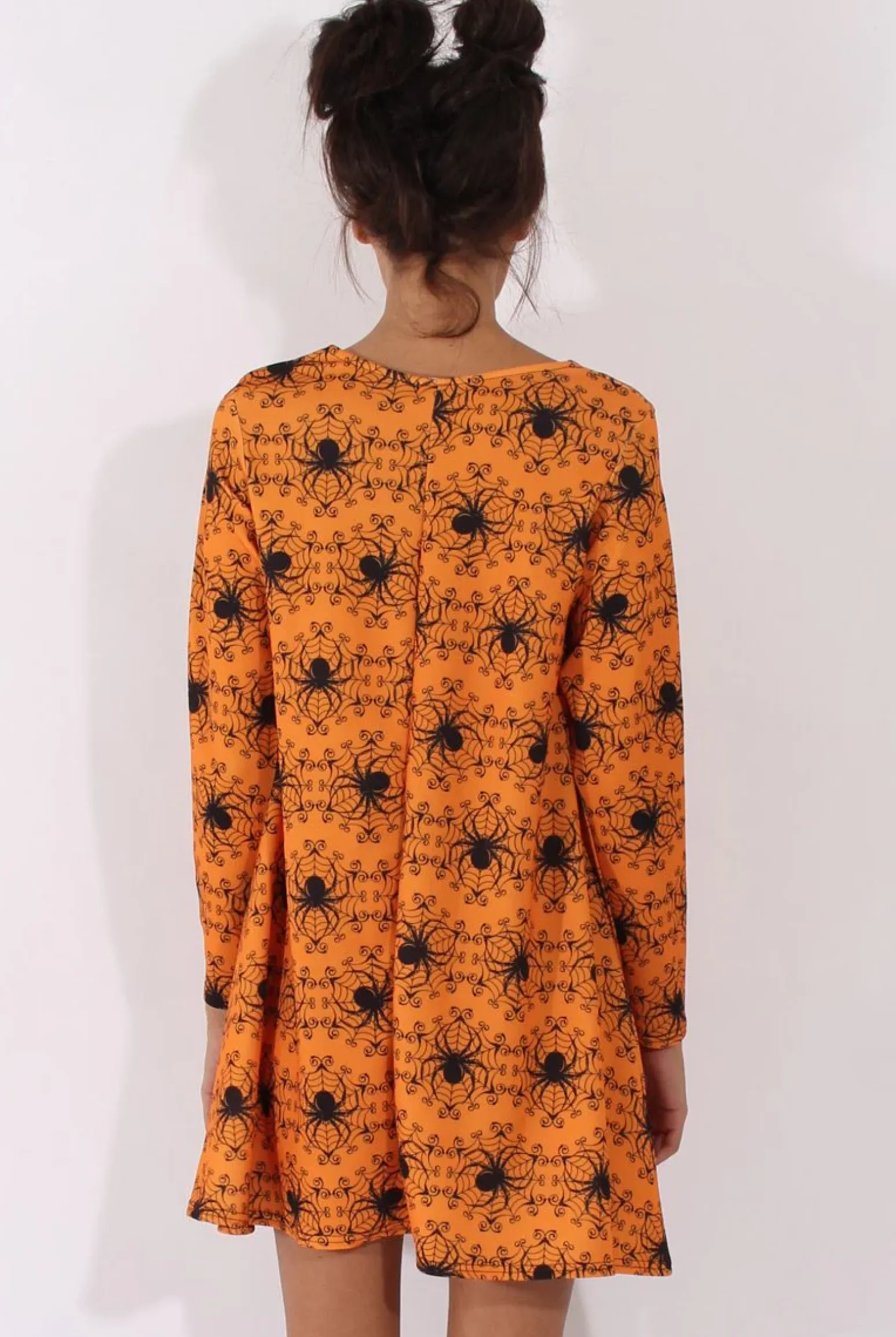 Rebellious Fashion Orange Halloween Spider Swing Dress - Charlotte