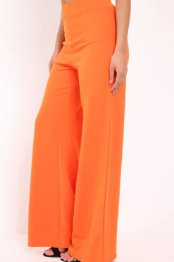 Rebellious Fashion Orange High Waisted Flare Trousers - Kym