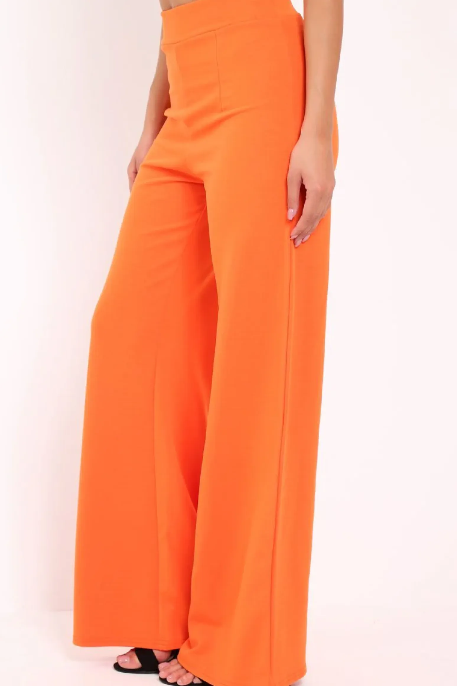 Rebellious Fashion Orange High Waisted Flare Trousers - Kym