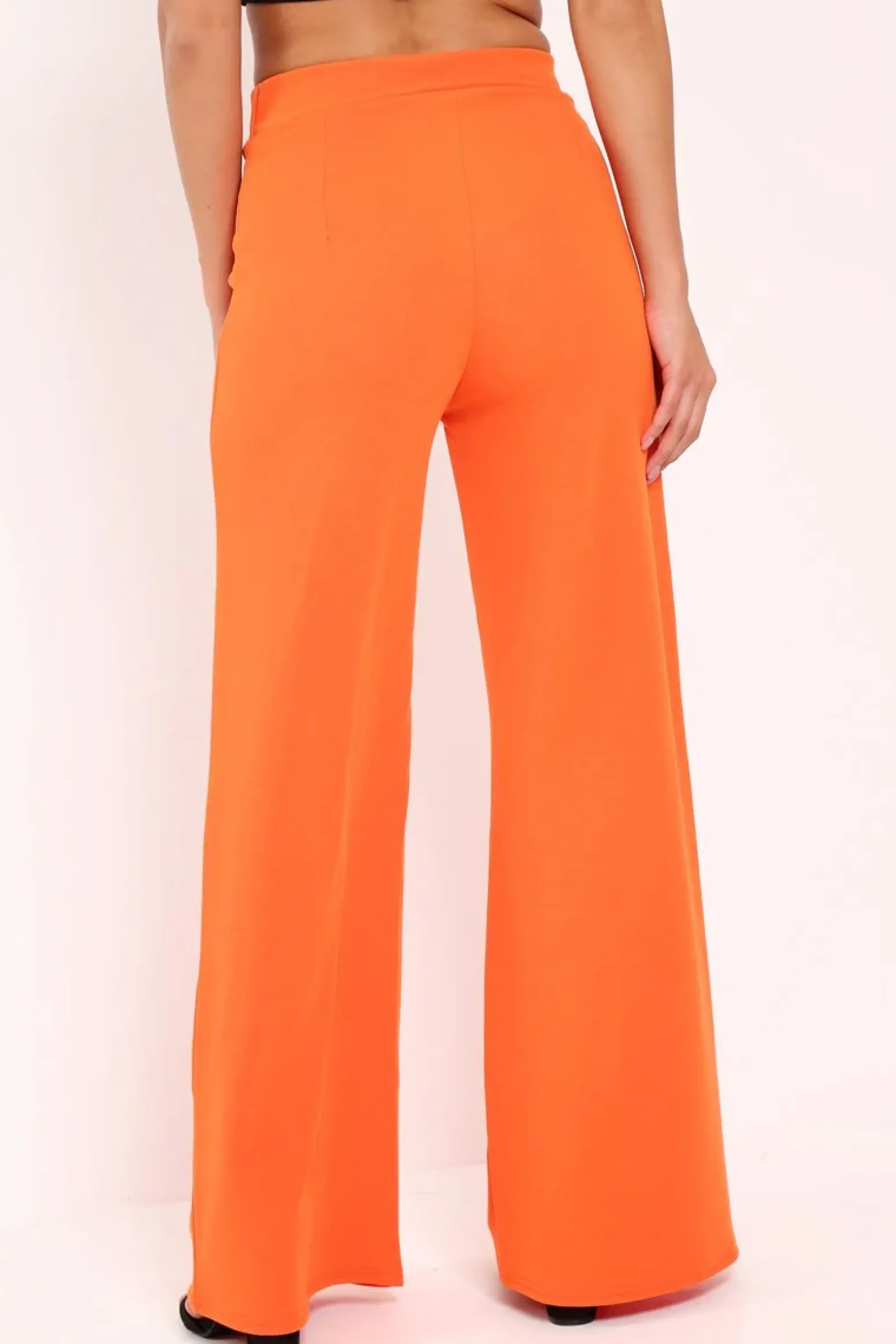 Rebellious Fashion Orange High Waisted Flare Trousers - Kym