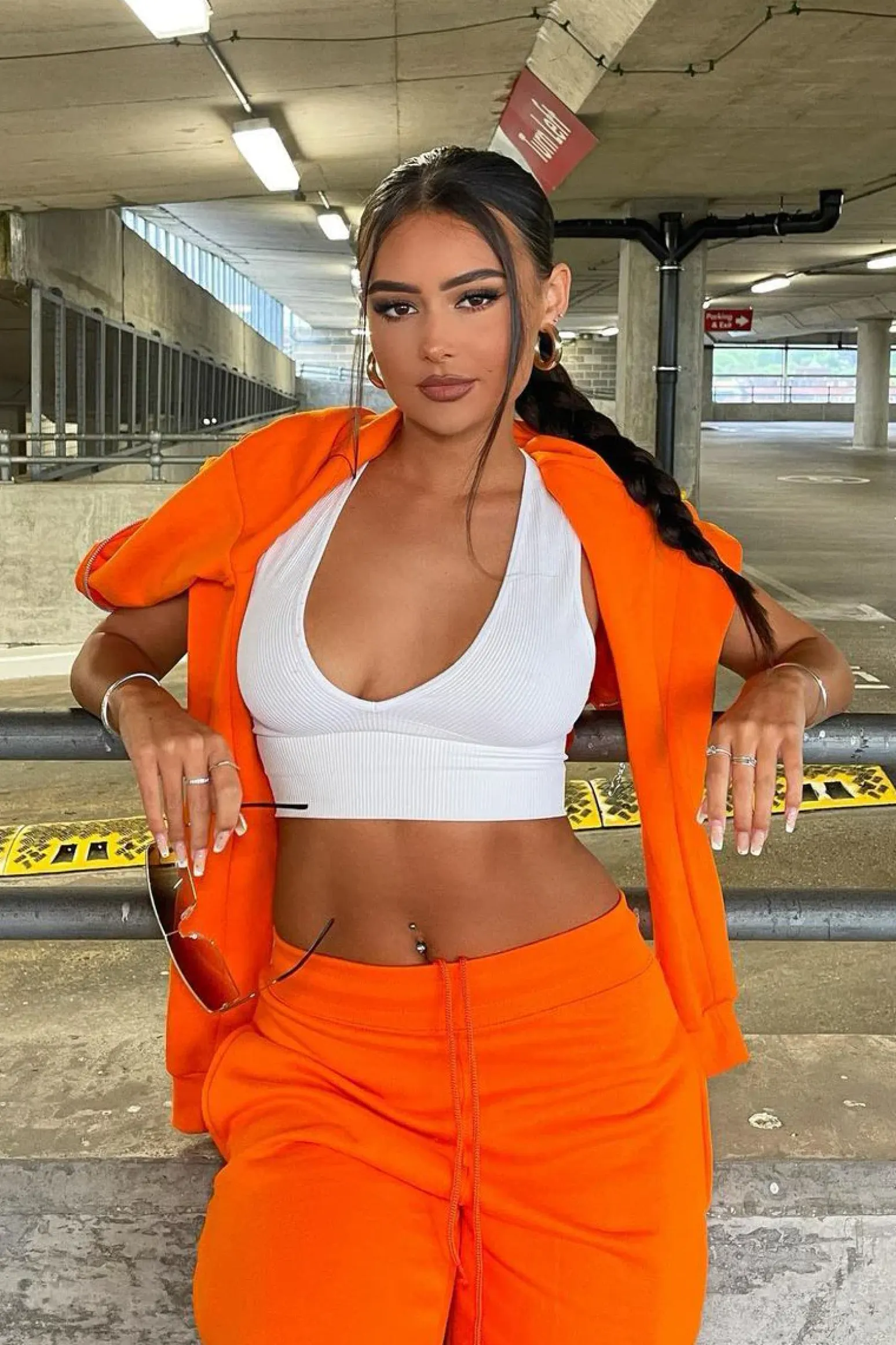 Rebellious Fashion Orange Hoodie and Joggers Loungewear Co-ord Set - Bluebell