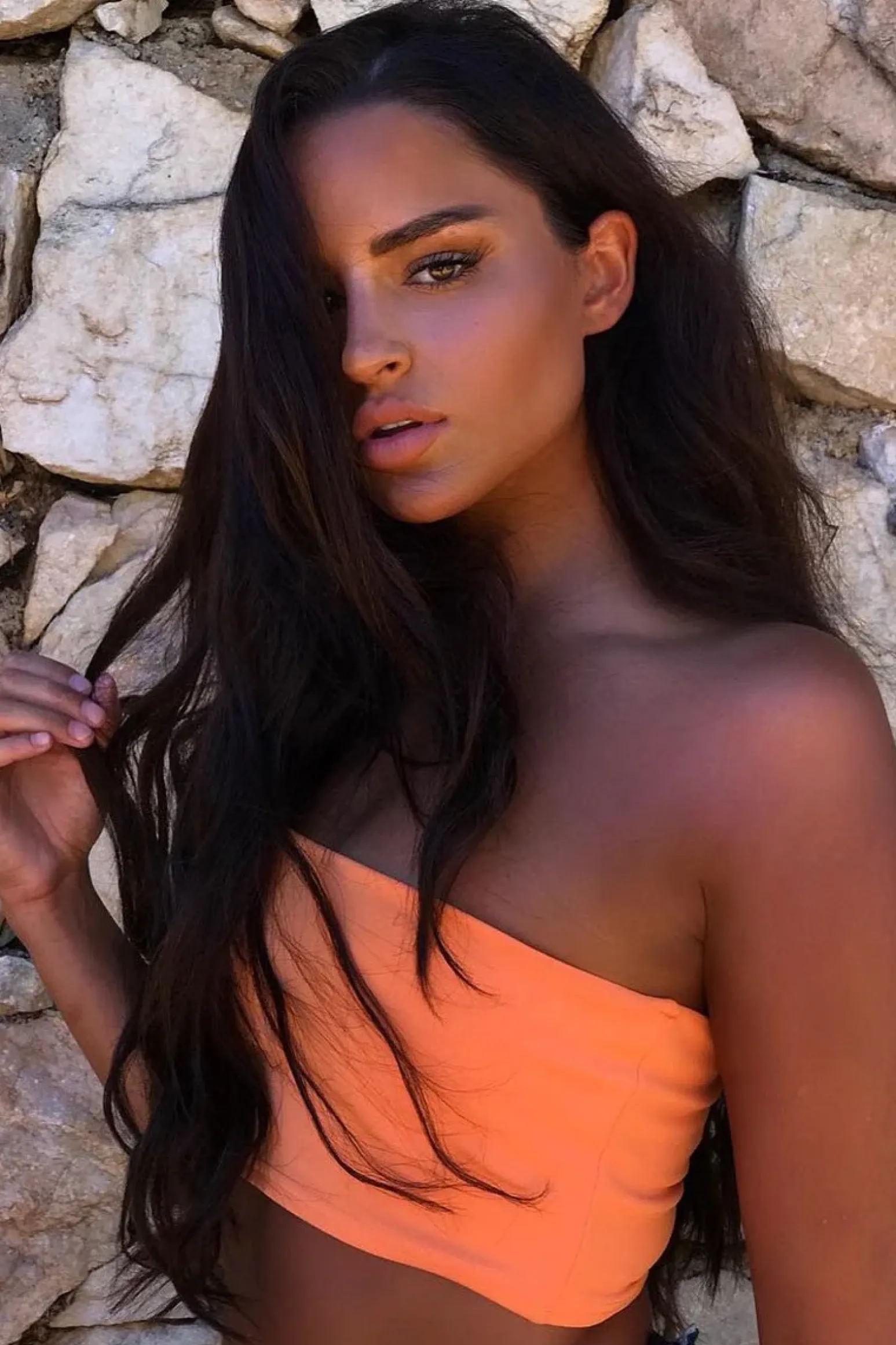 Rebellious Fashion Orange One Shouldered Crop Top - Kamri