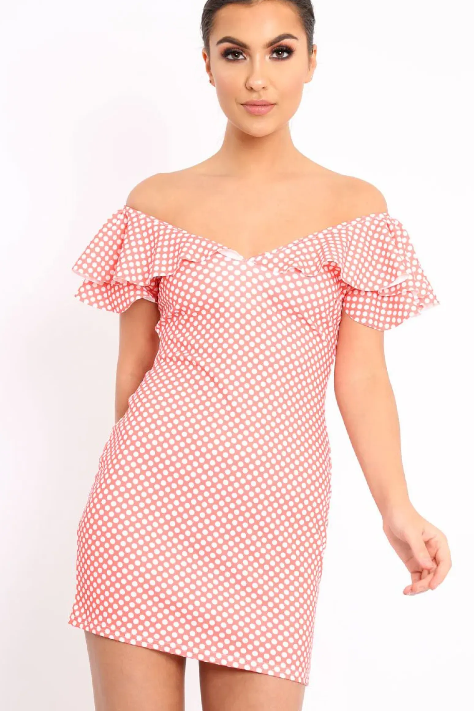 Rebellious Fashion Orange Polka Dot Frill Dress - Halynn