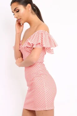 Rebellious Fashion Orange Polka Dot Frill Dress - Halynn