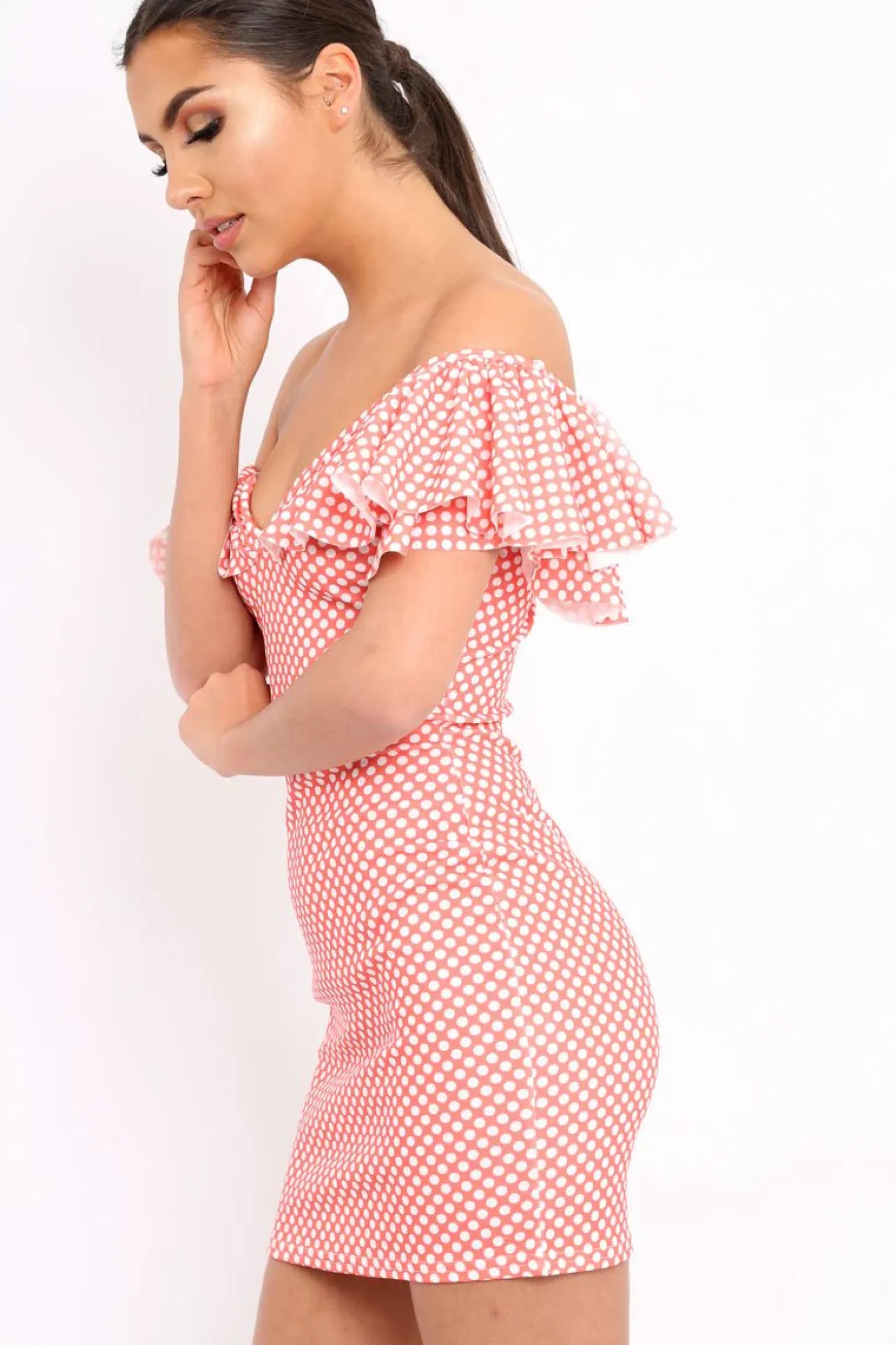 Rebellious Fashion Orange Polka Dot Frill Dress - Halynn