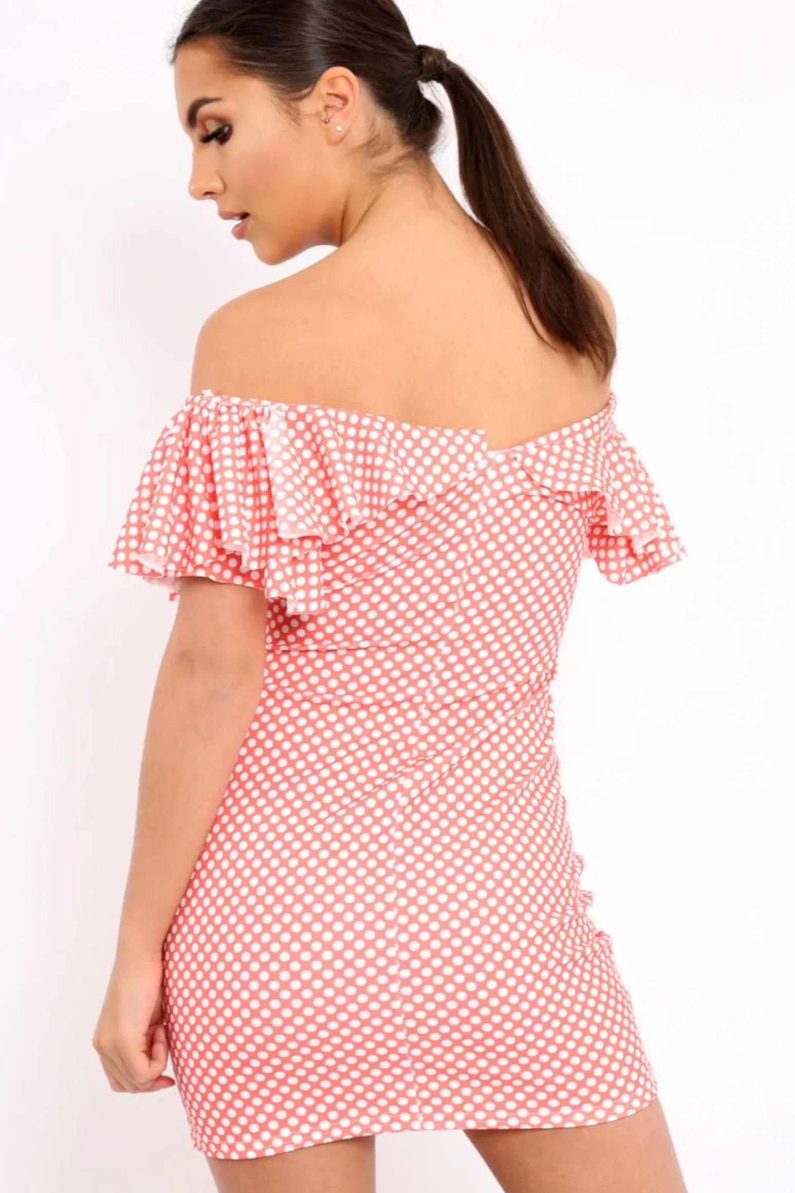 Rebellious Fashion Orange Polka Dot Frill Dress - Halynn