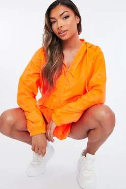 Rebellious Fashion Orange Shell Zip Up Windbreaker - Ginnie
