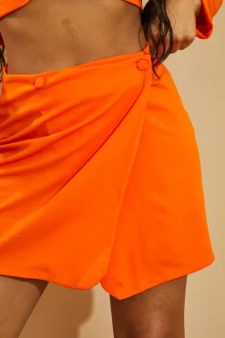 Rebellious Fashion Orange Tailored Mini Skirt - Tylah
