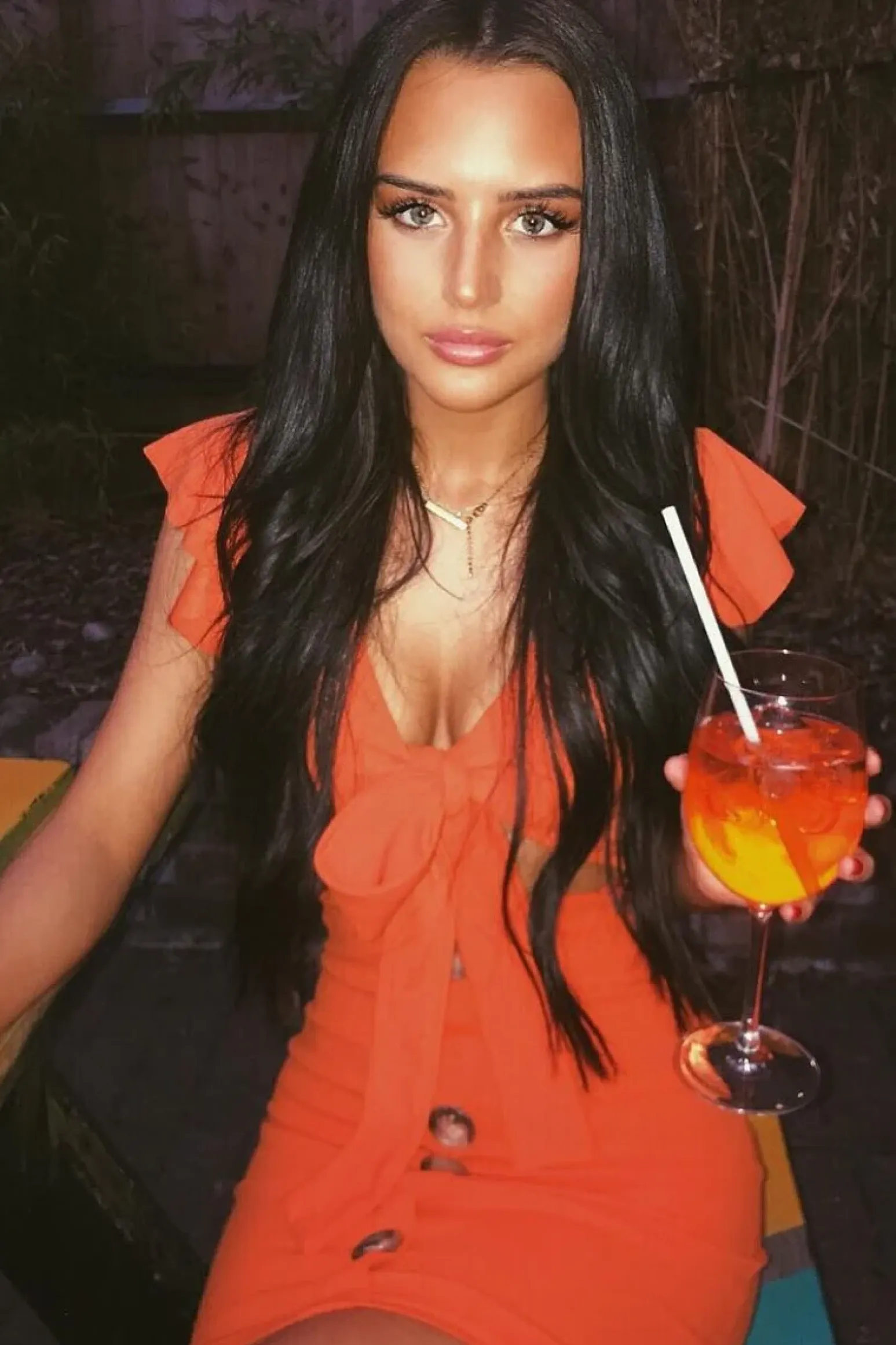 Rebellious Fashion Orange Tie Button Front Bodycon Dress - Aaira