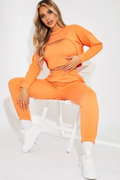Rebellious Fashion Orange Top + Joggers 3 Piece Co-ord - Julie