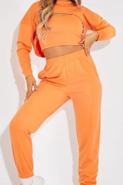 Rebellious Fashion Orange Top + Joggers 3 Piece Co-ord - Julie