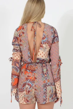 Rebellious Fashion Paisley Print Playsuit - Amari