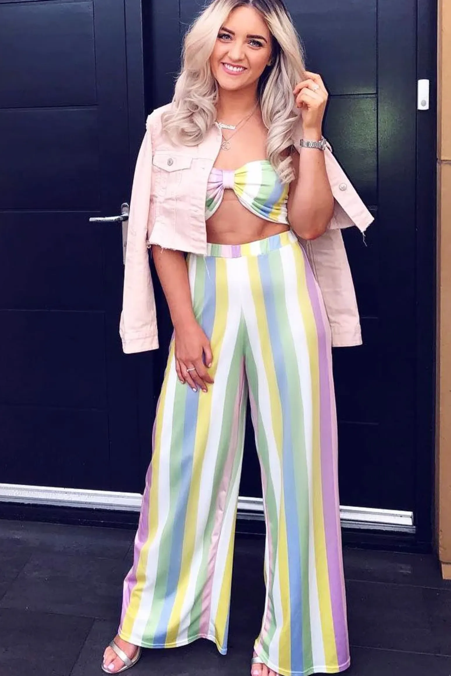 Rebellious Fashion Pastel Coloured Stripe Co-Ord Set - Haddy